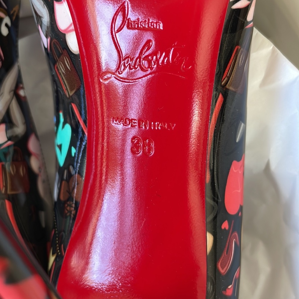 christian louboutin hot chick black patent poupee stiletto 100mm sz 38 - Picture 9 of 9
